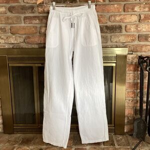 Cotton Natural 100% cotton ‘gauzy’ White Straight Leg pull on Pants